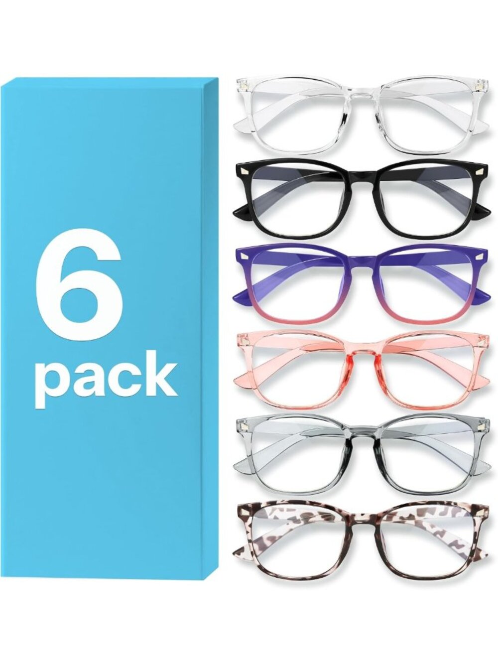 6 Pack Stylish Blue Light Blocking Glasses for Women & Men - Fashion Square